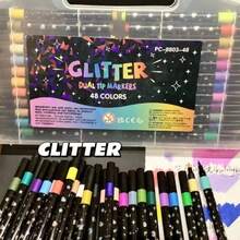 1 Set Of 12/24/36/48/60 Glitter Pens, Shiny Drawing Soft Pens, Water-Based Ink Glitter Chalk, Metallic Glitter Chalk, Exquisite Single Head Multi-Color DIY Brushes, Suitable For Graffiti Writing And Painting Art, Glitter Art Crafts, Notebooks, Gifts