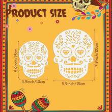 Epakh 16 Piezas Plantillas de Plástico para Tartas con Forma de Calavera del Día de Los Muertos Plantillas para Pintar Calaveras Plantillas para Fiestas Mexicanas para Halloween, 2 Tama?os - albaricoque - Ver 2