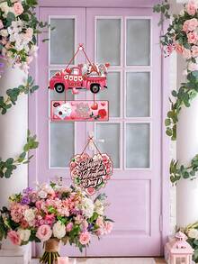 3pcs - Pink Valentine's Day Porch Decor, Paper Heart Shaped Wall Hanging Sign, Heart Shaped Plaque, Romantic Special Night Girlfriend Party Paper Banner, Warm Birthday Gift For Her/Him, Vintage Aesthetic Wall Decor - Multicolor - View 4