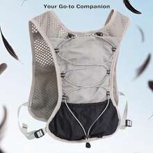 Hydration Running Vest Ultra-Lightweight For Women Men, Water Vest Backpack 5L, Breathable All-Weather Water Vest Hiking Backpack, Adjustable Water Backpack For Hiking, Cycling, Trail Marathon Race – Grey (No Hydration) - Grey - View 3