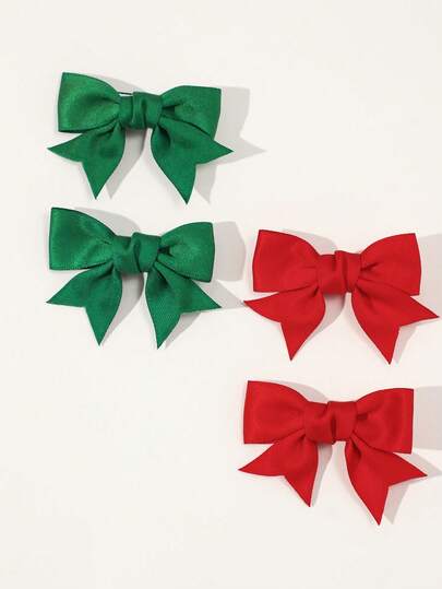 2/4pcs Cute Bow Girl Hair Clips,Christmas Holiday Hair Clips, Sweet & Versatile Girl Hair Accessories