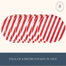 Red Cabana Stripe Paper Party Plates |  Plates For Holiday | Sturdy Large Paper Plates, Dinner Plates | Premium Party Supplies | Happy Birthday Drations | Pack Of 8, 10.5" D,25837568 - 紅色 - 查看 2