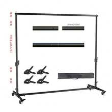 SH Photography Background Support System Kit With Muslin Carrying Case For Photo And Video Studio - 帶輪子 - 查看 1