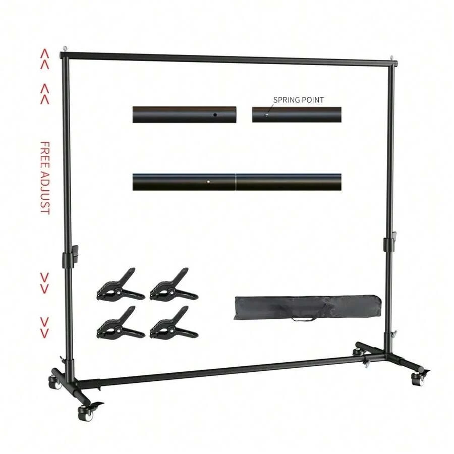 SH Photography Background Support System Kit With Muslin Carrying Case For Photo And Video Studio - 帶輪子 - 查看 1
