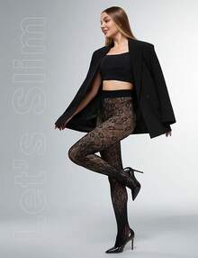 Fleece Lined Sheer Warm Pantyhose Leggings Translucent Thermal Winter Thick Tights Dresses, Women's Style 5FUO - 花的 - 查看 5