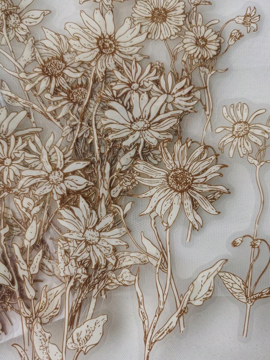 1pack/20pcs Romantic Plant Manuscript Daisy Flower PET Stickers, Scrapbooking Decorative Stickers