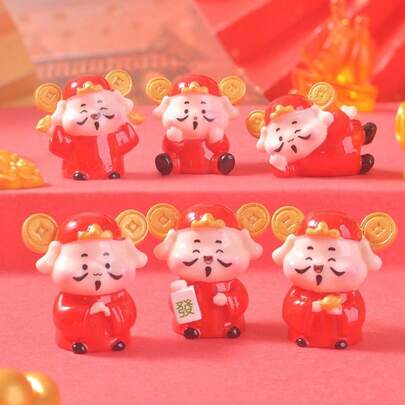 12 件微景观可爱 Q 财神创意家居桌面装饰新年装饰汽车仪表盘树脂工艺品圣诞节