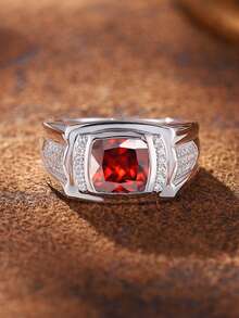 1 件优雅的 S925 纯银男士戒指，非常适合宴会、派对、节日、情人节、求婚、订婚、婚礼和新年礼物，配有精致的礼品盒