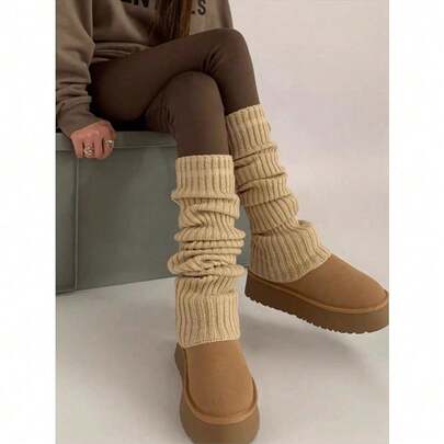 40cm Thick & Long Japanese Style Women's Knitted Leg Warmers, Thigh High Over The Knee Leg Warmers, Yoga Leg Warmers, Autumn/Winter