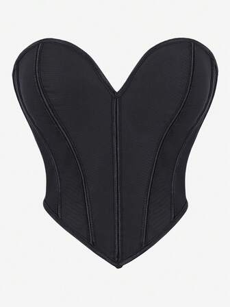 Top corset tipo bustier, blusa con escote profundo en V sin tirantes, con cordones en la espalda, moldeador de cintura, top tubo adelgazante, adecuado para Halloween