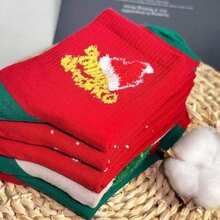 3 Pairs Women's Christmas Socks, Mid-Calf Socks, Red Socks For Chinese New Year, Couple Christmas Gift, Knee-High Socks, Autumn/Winter - Multicolor - View 3
