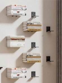 1/2pc Bookshelf, Hidden Floating Shelf, Wall Hanging Book Storage Shelf, Wall Decoration, Aesthetic Room Decoration, Living Room, Study, Office, Bedroom Storage And Organization Room Decor - 彩色 - 查看 1