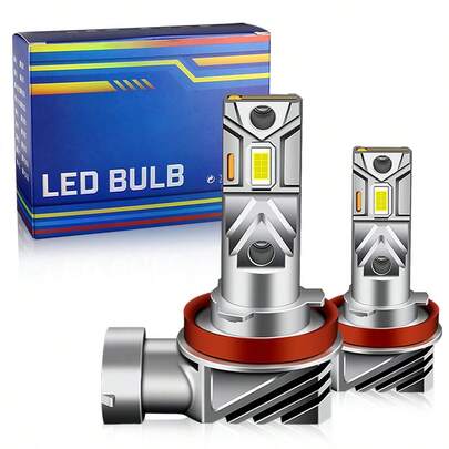 2pcs H11/H9//H16(JP) LED Bulbs - 50000LM Ultra-Bright Xenon-Like White, Brighter Than Halogen, Fog Lights High/Low Beam, Plug-And-Play Installation, Cooling Aluminum Body - Direct Replacement For Cars, Motorcycles - No Wiring Needed, Motorcycle Headlights, Modern Bulb Design, Turbocool Technology 12v