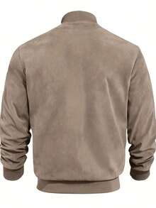 Chaqueta informal para hombre, con cuello alto y bolsillos con cremallera, ideal para viajar y para el ocio diario. - Caqui - Ver 4