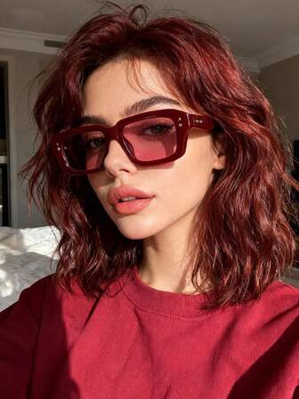 1개 유행하는 사각 프레임 스터드 패션 안경, 여성용 & 다용도