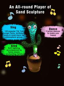 1pc Dancing, Talking, Wiggling, Singing Plush Cactus Doll, Suitable For Baby Boys And Girls, Repeatable Playback Stuffed Doll, Charming Swaying Recording Children's Doll, Birthday & Holiday Gift - Multicolor - View 8