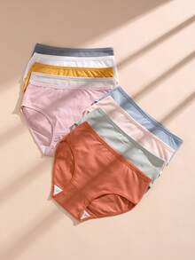 9PCS Hot Ladies Plain Cotton Briefs Panties Sexy Women Plus Size No Show Stretch Breathable Underwear Daily Sports Soft Underpants - 彩色 - 查看 6