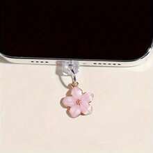 Pearlescent Alloy Dripping Cherry Blossom Mobile Phone Dust Plug Pendant DIY Mobile Phone Charging Port Dust Pendant Small Gift