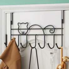 Kit Of 7 Cat Door Hook Holders, Multipurpose Organizer For Bedroom/Bathroom/Kitchen - Space With Style - màu đen - Xem 7