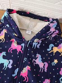 幼儿独角兽印花保暖连帽夹克