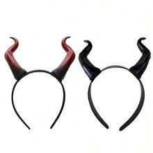 1 Handcrafted Gothic-Style Devil Horn Headband - Red And Black Color Contrast Design, Lightweight And Comfortable Headband, Suitable For Halloween Costumes, Role-Playing, Anime Cartoon Parties, Photography, Theme Events, Drama Headwear, Comfortable To Wear, Clothing Accessories, Photography Props, Theme Event Headbands, Anime Costume Headwear, Gothic Aesthetics, Devil Horn Design, Handcrafted Hair Accessories - Đen và đỏ - Xem 3