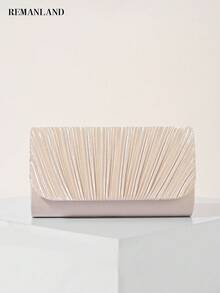 REMANLAND Exquisite And Simple Women's Party Bag, Apricot Striped Pleated Evening Handbag, Suitable For Women's Party, Wedding, Dinner, Banquet Evening Bag, Suitable For Party Girls, Ladies, Suitable For Women To Attend Parties, Weddings, Dances, Dinner/Banquets, Is The Best Gift For Women