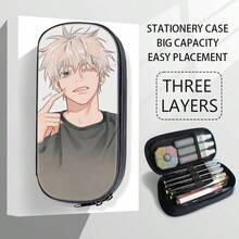 1pc Gojo, Yuji, Sukuna, Geto, Nanami, Megumi Anime Themed Personalized Cartoon Cute Pattern Canvas Tote Bag, Pencil Case, Office Stationery Pouch, Large Capacity Zipper Pen Bag, Suitable For Office Supplies, Christmas, Halloween, Back To School Gifts - Multicolor - View 11