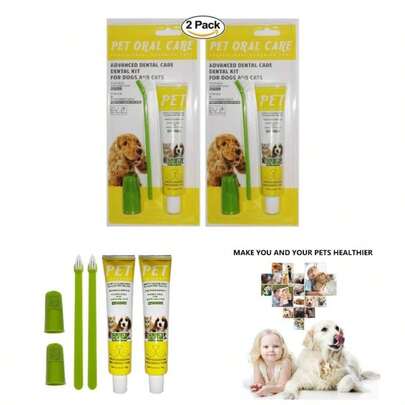 2 Pack Pet Toothbrush And Toothpaste Dogs Cats, Best Soft Silicone Pet Finger Toothbrush Small Dogs Puppy Doggy, Dog Toothpaste Beef Flavor