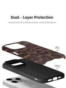 2-In-1 Leopard Print Phone Case: PC Hard Shell + TPU Soft Lining, Scratch-Resistant, Shock-Proof, Drop-Proof, Suitable For Phone 11/12/13/14/15/16/17, Air, Pro, Pro Max, Plus. Autumn Phone Case, Halloween Phone Case, Phone Protective Cover, Back To School Season - Multicolor - View 7