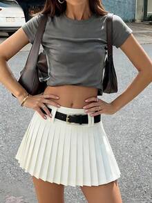 ARA CHIC 女士休闲学院风 JK 迷你裙 - 修身 A 字百褶裙，适合度假、约会、蛋糕裙款式，全新秋冬系列 - 查看 2