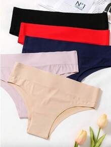 Kit 5 Seamless Tanga Panties High Waist Laser Cut Super Comfortable Does Not Mark Clothes - Assorted Colors - Nhiều màu - Xem 7