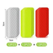 Cinta Reflejante Profesional, 36 Piezas Calcomanias para Autos, Alta Visibilidad, Impermeable, Amplio ngulo de Reflexin, para Camin, Coches, Motos, Bicicletas, Casco, Etc. 3*8cm, Rojo+Verde+Blanco - rojo, verde, blanco - Ver 7