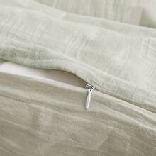 3-Piece Linen Cotton Blend Duvet Cover Set, Jacquard Pattern Twin Queen King With Pillow Shams, Corner Ties, Zipper Closure - Lưới màu be - Xem 4