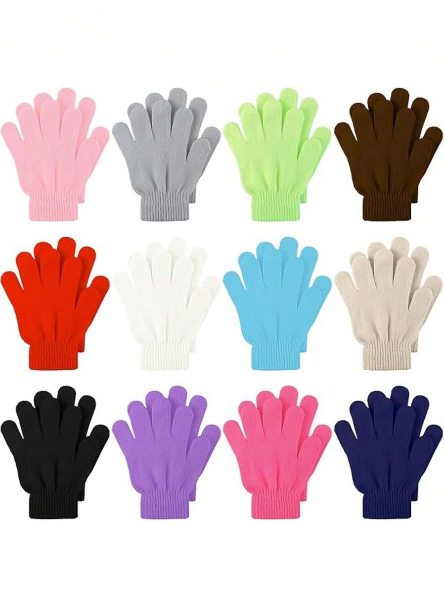 3 Paar Kinder Winter Zauberhandschuhe, Kinder dehnbare Zauberhandschuhe für Jungen oder Mädchen, gestrickte Handschuhe für 4-10 Jahre
