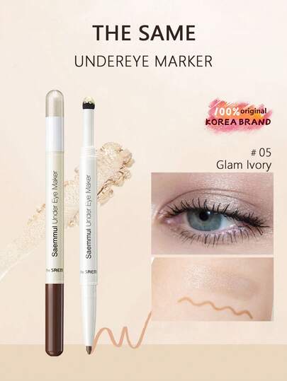 the SAEM 05 Alluring Ivory Eye Marker Pen, Dual-Ended Eyeshadow Stick - Waterproof, Sweat-Resistant, Long-Lasting Eye Makeup, Built-In Highlighter To Brighten Under Eyes/Crow's Feet, 0.7g/0.03oz