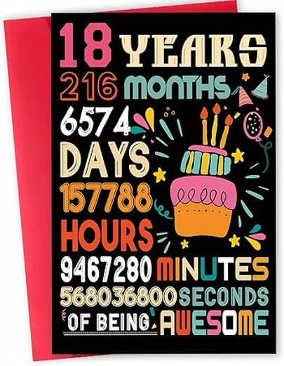 Funny 18th Birthday Card For Boys Girls, Happy 18th Birthday Gifts For Son Daughter, Unique 18 Year Old Birthday Decorations For Him HerFunny 18th Birthday Card For Boys Girls, Happy 18th Birthday Gifts For Son Daughter, Unique 18 Year Old Birthday Decorations For Him Her