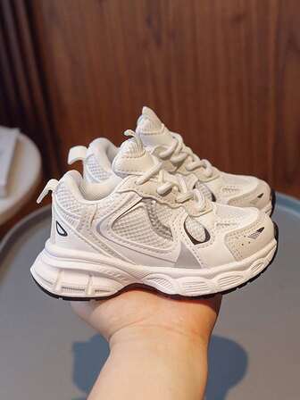 1 Pair Kids' Fashionable Versatile Anti-Slip Casual Sports Running Shoes, Spring/Autumn