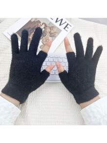 1 par de guantes tejidos cómodos y cálidos, guantes sin dedos unisex para otoño/invierno - Guantes de mezcla de lana compatibles con pantalla táctil, suaves y transpirables - Lavables a máquina, adecuados para hombres y mujeres - Multicolor - Ver 4