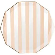 Bonjour Fte Peach Cabana Stripe Paper Party Plates | , Sturdy Large Dinner Plates | Premium Party Supplies | Happy Birthday Drations | Pack Of 8, 10.5" D,25837566 - 玫瑰金 - 查看 1