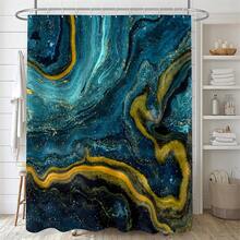 4 Pcs Teal Blue Marble Shower Curtain Set Turquoise Bathroom Sets With Shower Curtain And Rugs Gold Modern Abstract Bathroom Decor Accessories Bathroom Rugs Toilet Lid Cover With Hooks{Inchcolor_nameinch:InchTealinch} - Teal - 查看 7