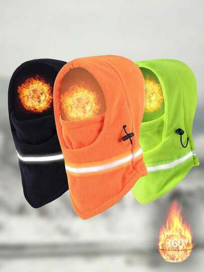 1pc Unisex Reflective Balaclava, Warm Fleece Windproof Face Mask With Reflective Strips, Suitable For Outdoor Sports/Cycling/Skiing In Autumn/Winter