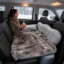 High-Value Comfortable Inflatable Car Bed, Car Accessory With Soft And Skin-Friendly Flocking And Foldable Design, Suitable For Camping, Beach Trips, Outdoor Picnics, Road Trips, As A Pool Inflatable Bed And Party Inflatable Bed - 灰色的 - 查看 5
