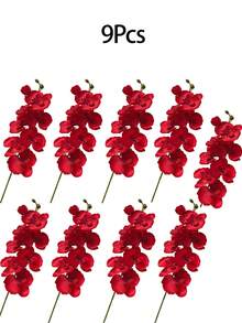 1/2/4/6 piezas, Pintura al óleo de orquídea de mariposa rojo oscuro simulada, Flores decorativas para sala de estar, mesa de comedor, habitación modelo, decoración de boda y compromiso, flores artificiales, decoración navideña, aproximadamente 98 cm, regalos para mujeres, regalo de cumpleaños, decoración del hogar, decoración del hogar, adornos del hogar, flores falsas, flor artificial