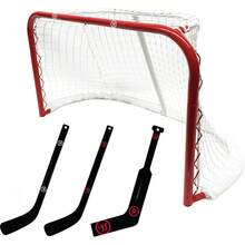 Pro Mini Metal Hockey Goal Combo Set - 30" Net, 2 Mini Player, 1 Mini Goalie Stick And Ball - Single - View 1