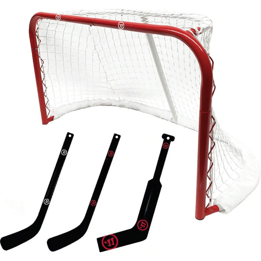 Pro Mini Metal Hockey Goal Combo Set - 30" Net, 2 Mini Player, 1 Mini Goalie Stick And Ball - Single - View 1