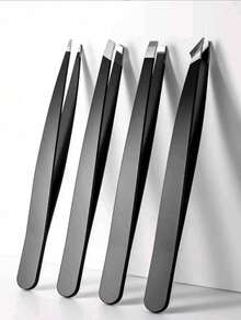 Professional Hair Removal Tweezers Set, Mini Travel Tweezers, Facial Hair And Eyebrow Tweezers, Precision Tweezers, Ideal For Sensitive Skin - Black - View 2