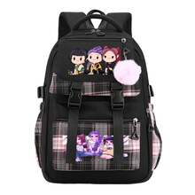K-Pop D-Emon H-Unters Bag Outdoor Travel Backpack Double Shoulder Bag School Bag Laptop Bag Luggage Bag Men's And Women's The Same Style Backpack Durable And Wear Resistant Daily Travel Business Work Bag - 黑色 - 查看 1