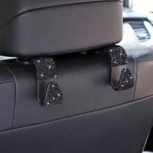 2pcs Rhinestone Car Seat Back Hooks, Creative Invisible Hooks For Hanging Accessories - 2pcs - View 7