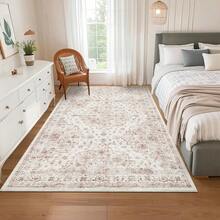 Washable Area Rugs For Living Room , Thin Soft Boho Rug, Floral Modern Bedroom Rug Indoor Carpet For Dining Room Kitchen Home Office - 粉色 - 查看 5