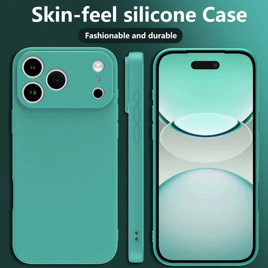 1pc Burgundy Slim, Fashionable, Straight-Edge Phone Case Designed For Camera Protection, With Soft Microfiber Interior And Shock-Absorbing Function, Compatible With Various Models Of , Compatible With OnePlus, Compatible With Realme, Compatible With Honor, Compatible With Vivo, Compatible With Apple From 6 To 17 - Dark Green - View 1